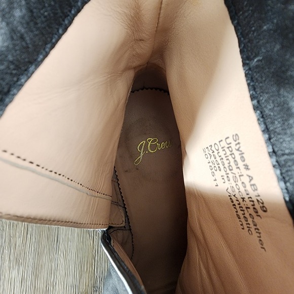 J. Crew Women's 9.5 Black Leather Pointed Toe Block Heel Ankle Boots Style AB129 - Picture 8 of 9